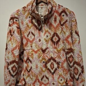 Billabong Vibrant Patterned Teddy Sweater Jacket Small